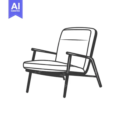 Popular premium asset: An artistic black and white illustration of a comfortable armchair