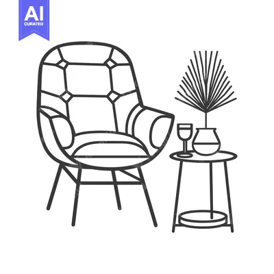 Popular premium asset: Armchair with Side Table and a Plant in a Vase