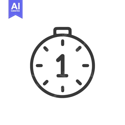 Aset desain premium: Minimalist Stopwatch Icon with Number One, Time Symbol