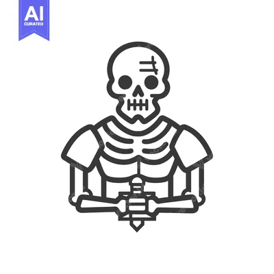 Aset desain premium: Armored Skeleton Holding a Dagger