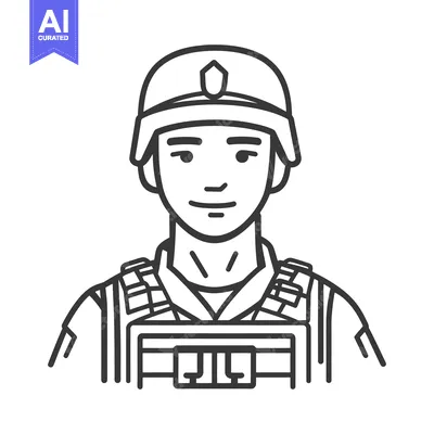 Premium design asset: An illustrated portrayal of a soldier wearing protective military equi
