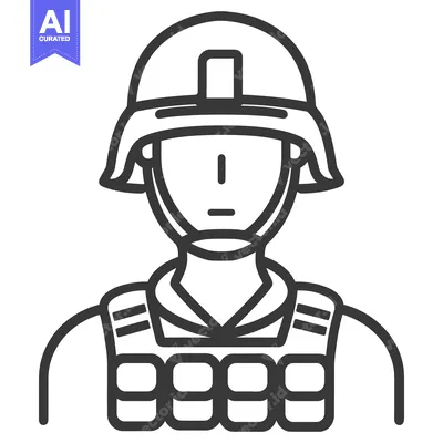 Aset premium populer: An illustrated image of a person wearing military protection gear