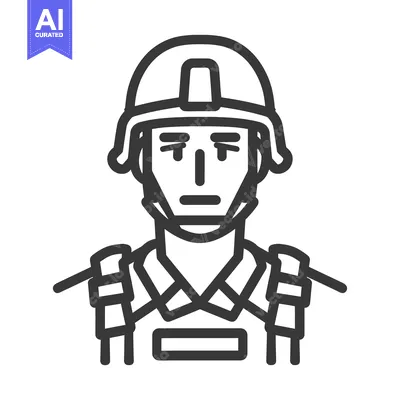 Aset desain premium: A stylized illustration depicts a soldier wearing protective gear and