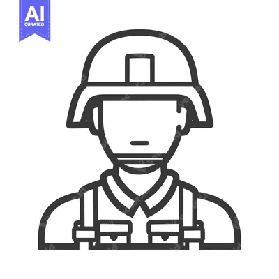 Premium design asset: A simplistic graphic illustration depicting a soldier in full uniform