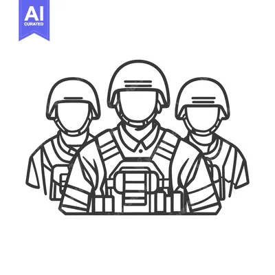 Aset premium populer: Three soldiers stand together in tactical military protective gear