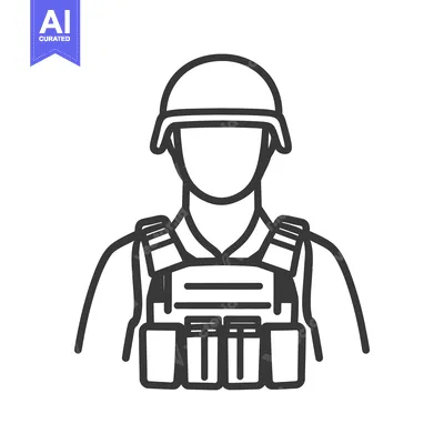 Popular premium asset: A Line Drawing Depicting a Soldier Wearing Protective Gear