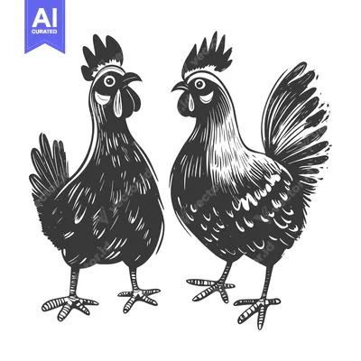Popular premium asset: A Rooster and a Hen Standing Side by Side