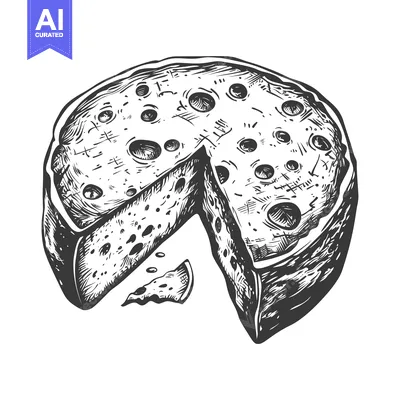 Aset premium populer: A Round of Emmental Cheese with a Slice Missing