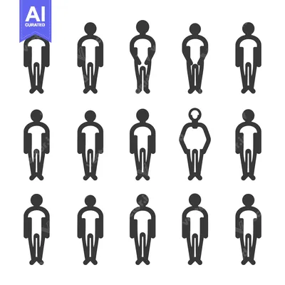 Aset desain premium: A Row of Simple Stick Figure People with One Different Person