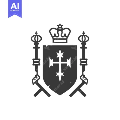 Premium design asset: A Royal Crest with a Crown and a Cross