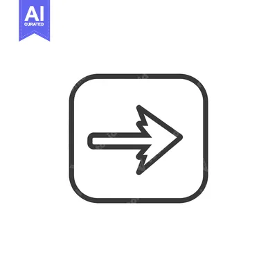 Premium design asset: A black outline arrow icon pointing towards the right direction