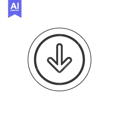 Aset desain premium: Simple Down Arrow Icon in Circle, Minimalist Design, Black and White