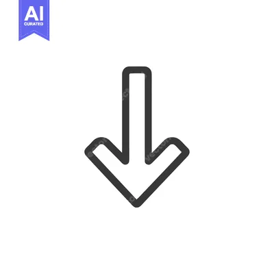 Aset premium populer: Bold Downward Arrow Icon: Simple, Clean Design on White Background