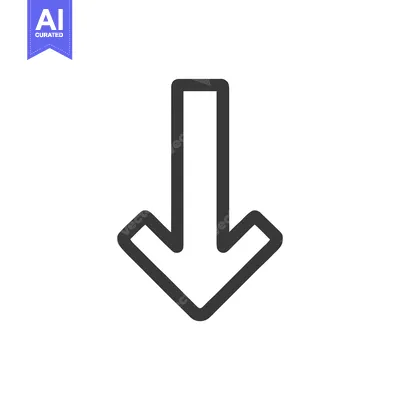 Aset desain premium: Bold Down Arrow Icon: Simple, Modern Navigation Symbol on White Backgr