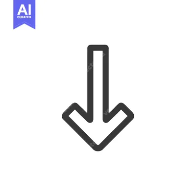 Aset premium populer: Bold Downward Arrow Icon with Rounded Edges on White Background