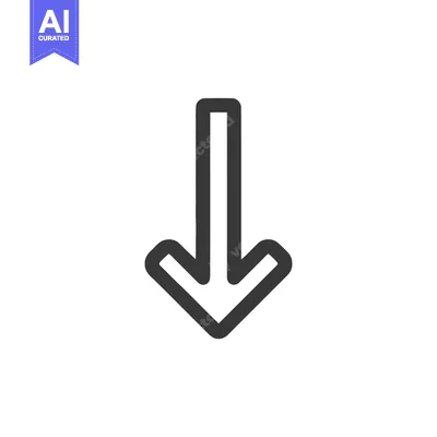 Aset premium populer: Bold Down Arrow Icon: Simple, Modern Design on White Background