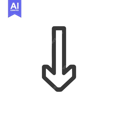 Aset premium populer: Bold Downward Arrow Icon: Simple, Modern Design on White Background
