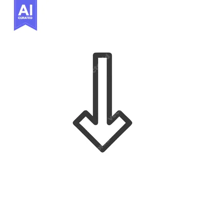 Aset desain premium: Bold Downward Arrow Icon: Simple, Modern Design on White Background