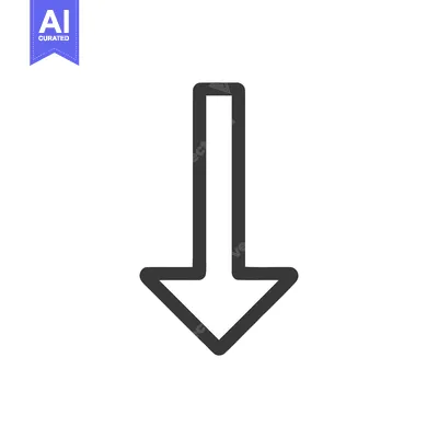 Aset desain premium: Simple Down Arrow Icon with Bold Outline on White Background