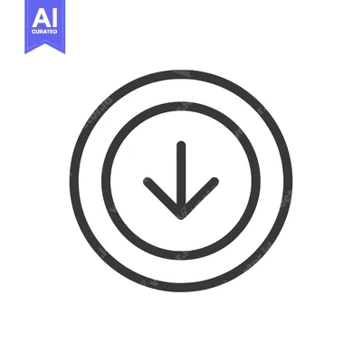 Aset premium populer: Minimalist Download Icon: Arrow Pointing Down in Double Circle Outline