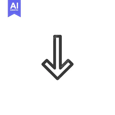 Aset premium populer: Bold Downward Arrow Icon on White Background, Minimalist Design
