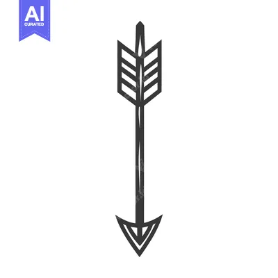 Aset premium populer: Black and white illustration of a single arrow pointing downwards