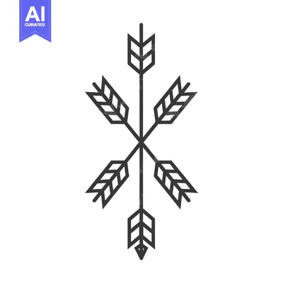 Aset desain premium: A symmetrical design showing five arrows intersecting in the center