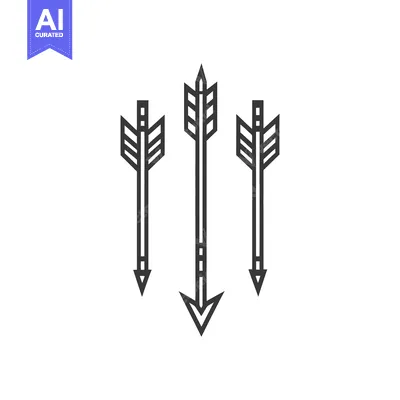 Aset desain premium: Three Simple Arrows Depicted In Black Against A White Background