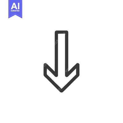 Aset desain premium: Simple Downward Arrow Icon: Minimalist Design on White Background
