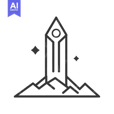 Aset premium populer: A stylized tower monument rising above mountain peaks is shown