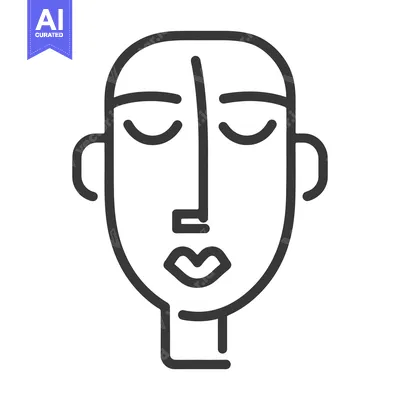 Aset premium populer: A minimalist line art illustration of a human face
