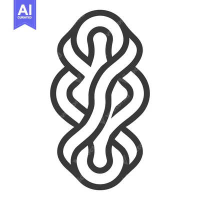 Aset desain premium: A symmetrical graphic illustrating intertwined lines and curves in a p