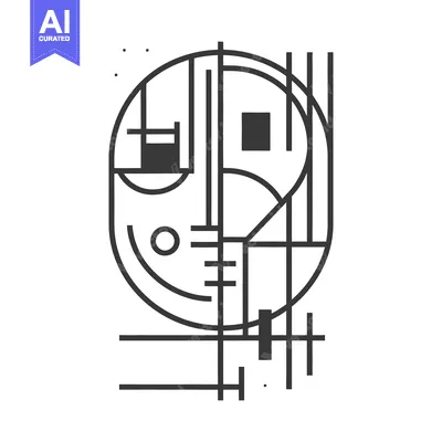 Aset desain premium: A modern abstract geometric illustration representing a simple face
