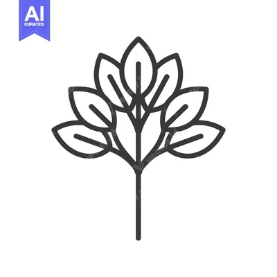Aset desain premium: Simple black and white illustration of a leafy branch pattern