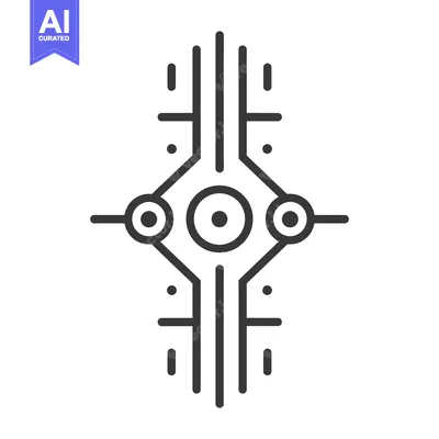 Premium design asset: A symmetrical abstract digital design with multiple interconnected ele