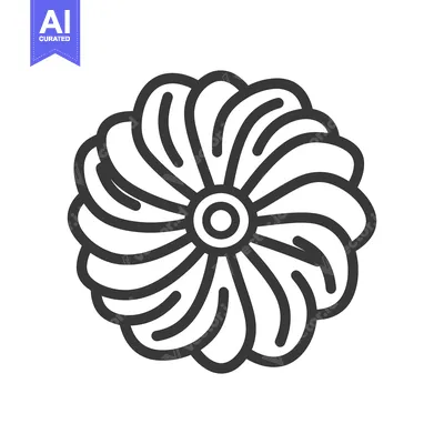 Aset premium populer: A simple black and white image of a stylized floral design