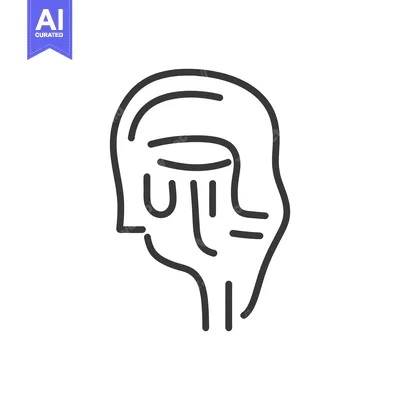 Aset premium populer: A simple line drawing illustrating a human head and a crying face
