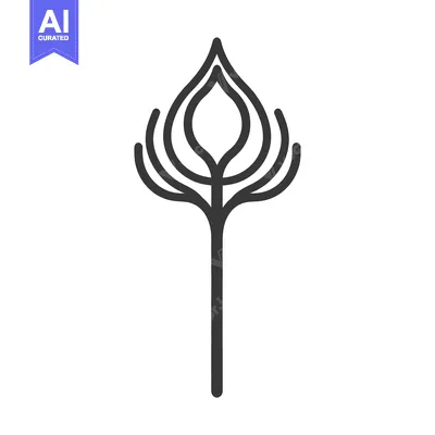 Premium design asset: A stylized black line drawing of a plant or flower