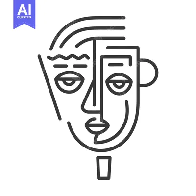Aset desain premium: Abstract Line Drawing Depicting a Facial Expression Design