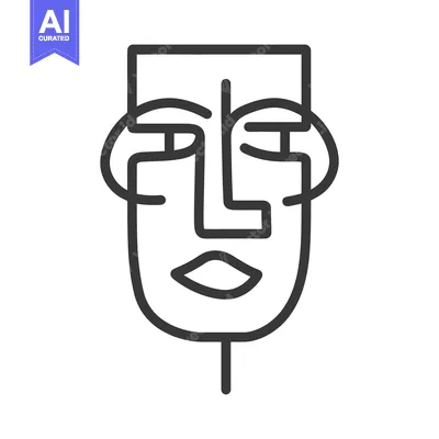 Aset premium populer: A minimalist line drawing depicting a stylized human face