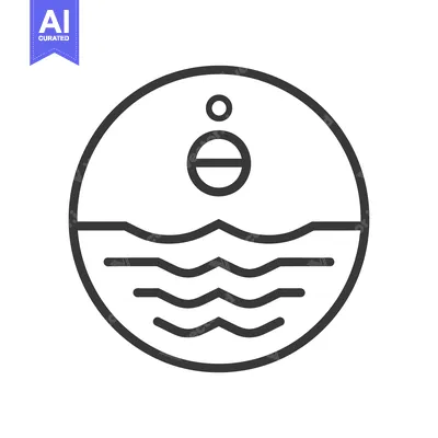 Premium design asset: A minimal graphic representation of a sun and waves