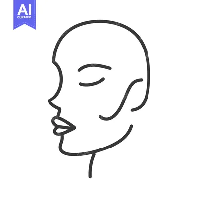 Aset premium populer: A simple black and white line drawing of a face profile