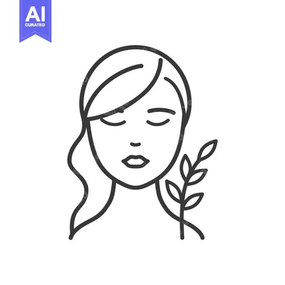 Popular premium asset: A simple line drawing of a woman with closed eyes