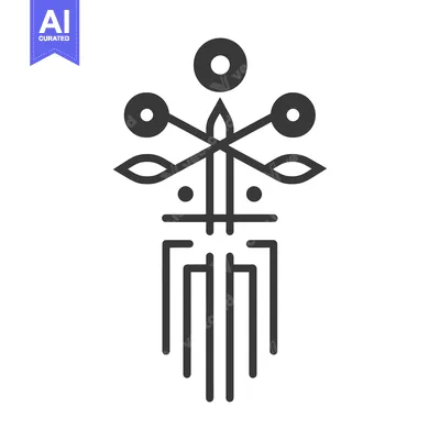 Premium design asset: Simple black graphic design featuring lines circles and leaves