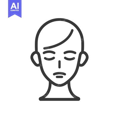 Aset desain premium: A simple black outline of a face with closed eyes