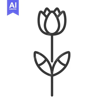 Popular premium asset: A simple linear illustration of a stylized flower and leaves