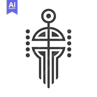 Aset desain premium: A stylized linear graphic representation of a geometric form