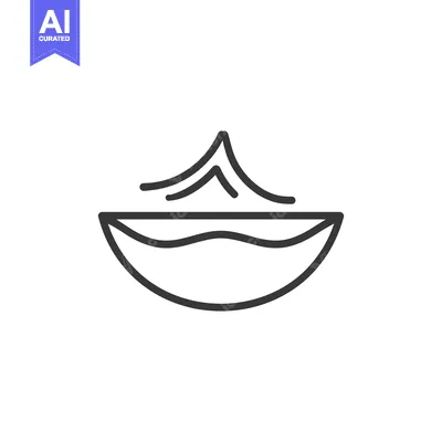 Aset desain premium: A Simple Outline Representation of a Bowl with Topping