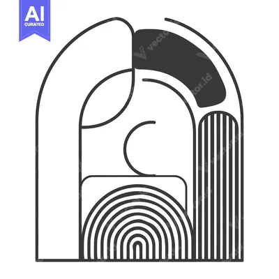 Popular premium asset: Black and white abstract illustration of a person with geometric shape