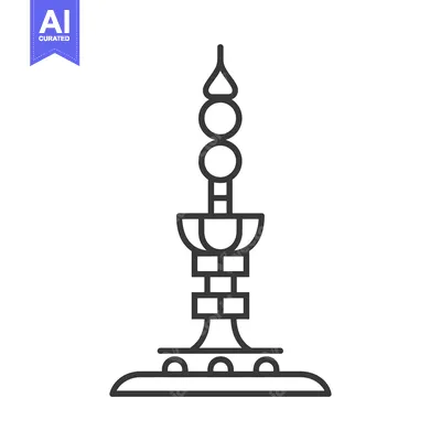 Aset premium populer: A detailed outlined illustration of an abstract stylized tower